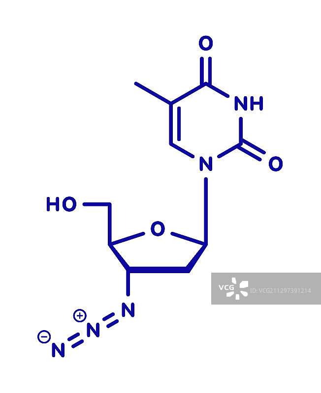 齐多夫定HIV药物分子模型图片素材