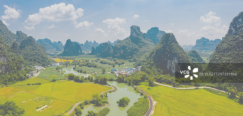 航拍崇左大新明仕田园风光图片素材