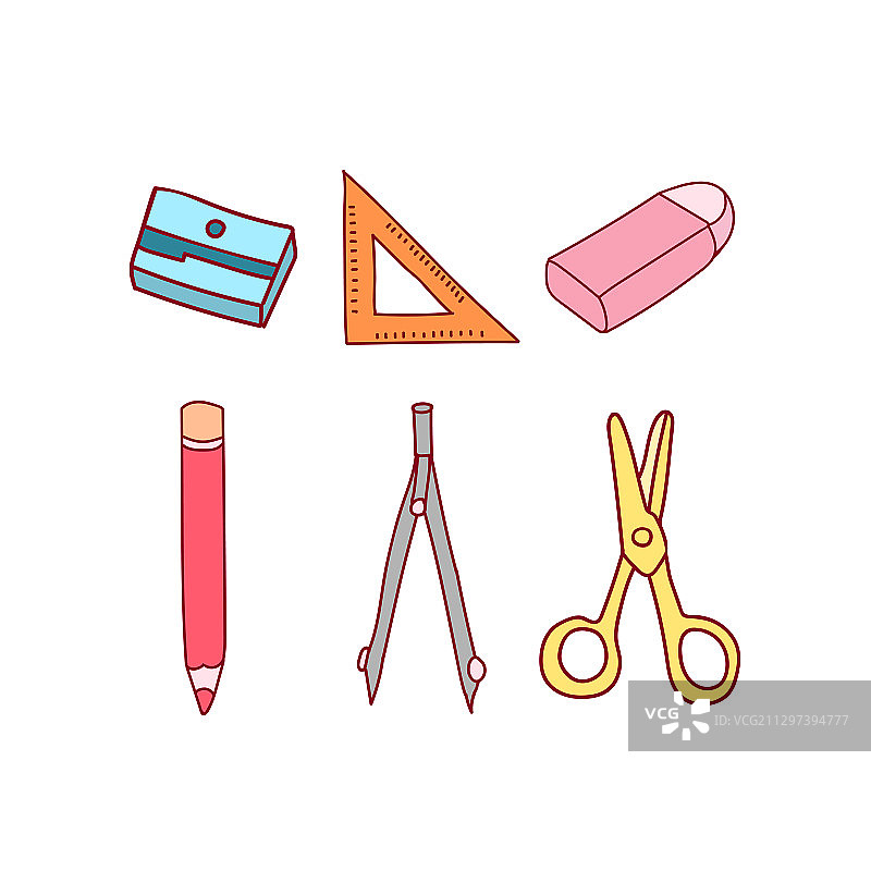白色背景学生学习文具矢量插画图标标志图片素材