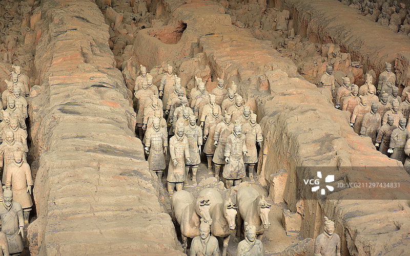 陕西西安秦始皇兵马俑博物馆一号坑图片素材
