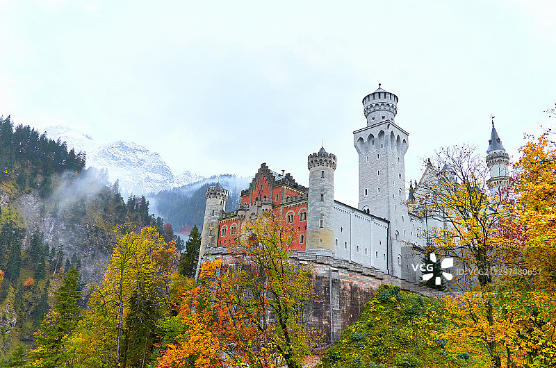 冬季的德国新天鹅堡图片素材