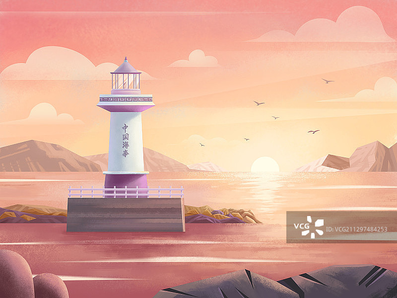 海南自贸港灯塔-三沙永兴岛灯塔图片素材