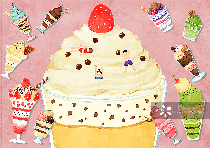 手绘彩色夏日物品插画005图片素材