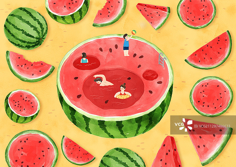 彩色夏季物体手绘插画002图片素材