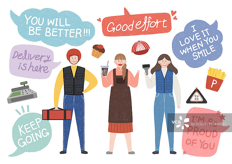 为众人概念喝彩，感谢与希望的信息，人物插画005图片素材