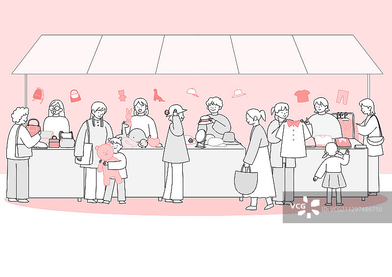 社区不同人群插画003图片素材