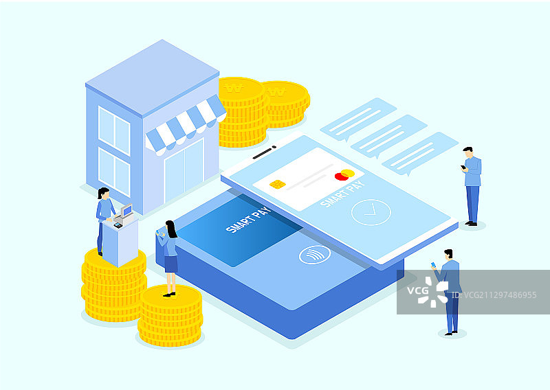 在线支付插图的现代扁平等距图 001图片素材