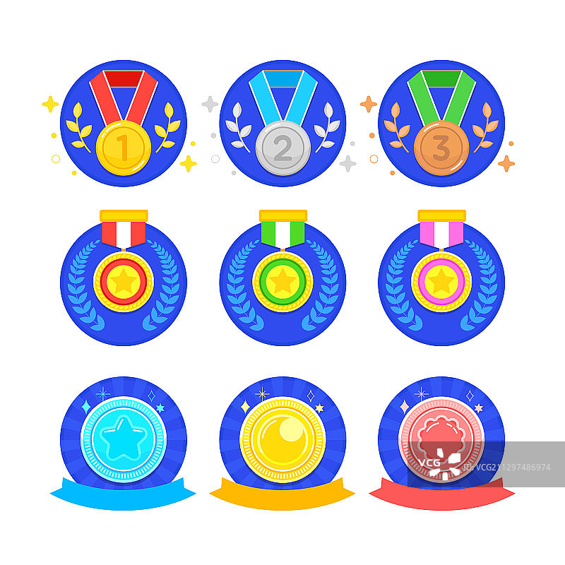 不同的奖杯和奖牌套装插图002图片素材
