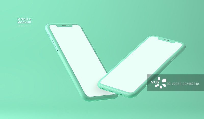 逼真智能手机模型，带空白屏幕012图片素材