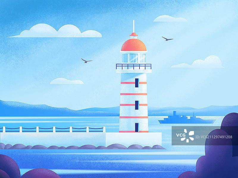 海南自贸港灯塔旅游-三亚情人湾灯塔图片素材