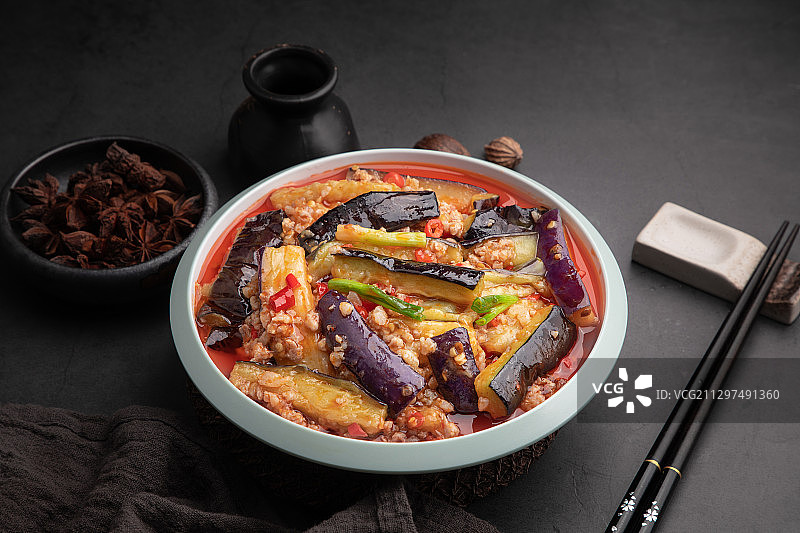 蒜蓉茄子图片素材