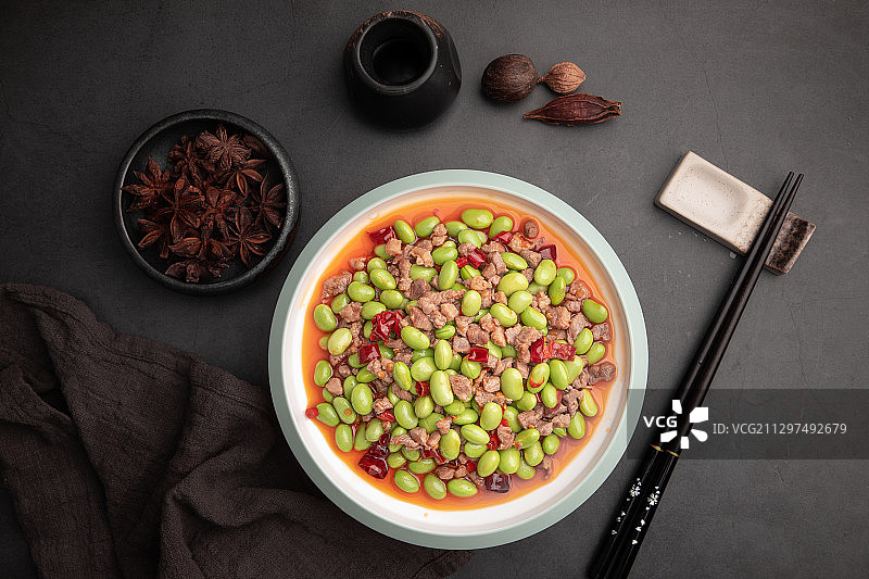 肉末炒青豆图片素材