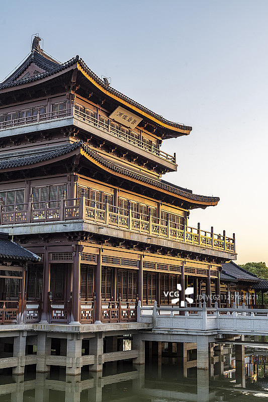 苏州石湖景区夜景风光图片素材