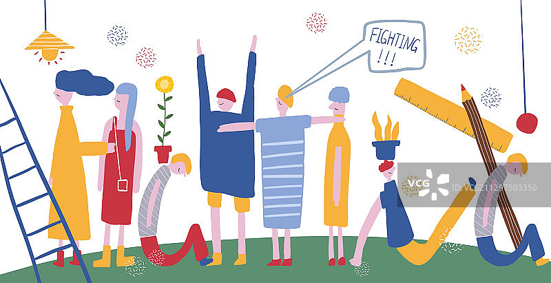 字母插画fighting图片素材