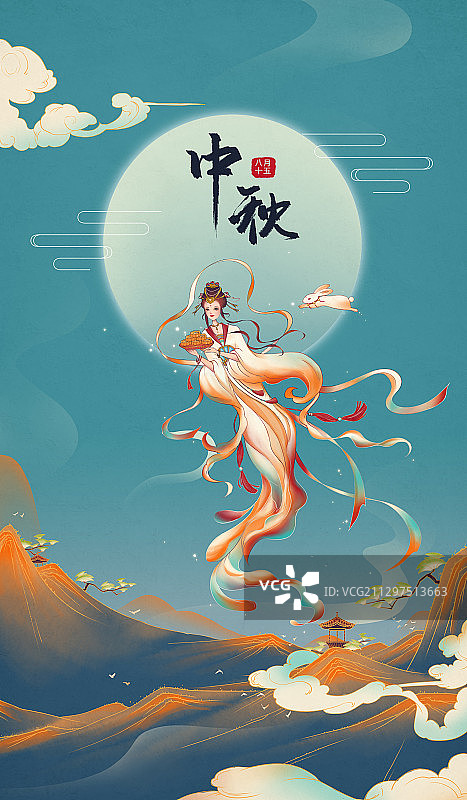 中秋节插画 中国风国潮插画图片素材