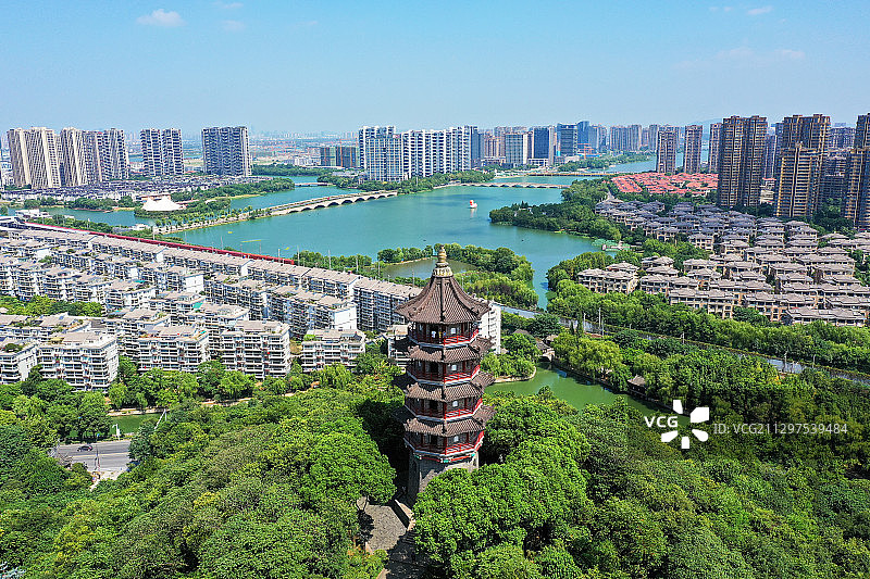 蕺山公园文笔塔+浙江省绍兴市越城区蕺山公园图片素材