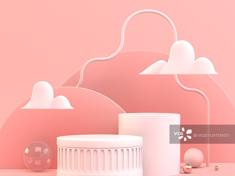 粉红色系3D模型展示台背景图片素材