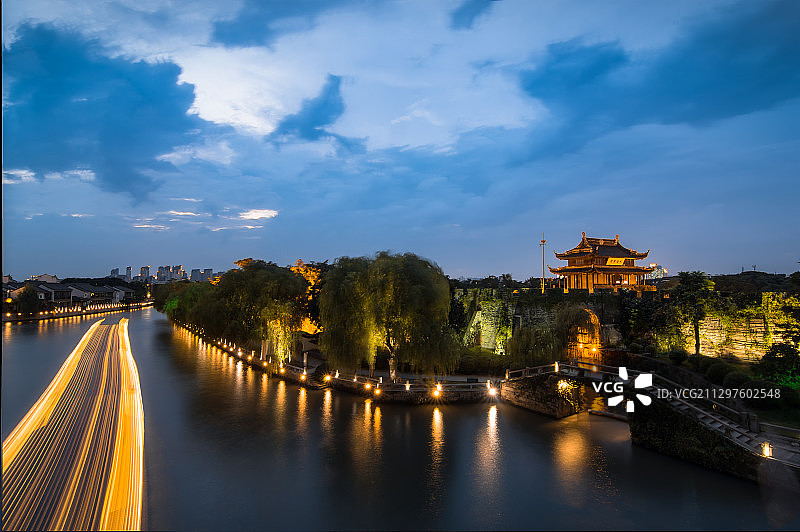 盘门夜景图片素材