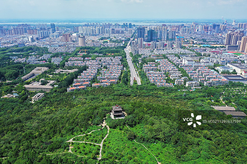 从舜耕山眺望市区+安徽省淮南市田家庵区舜耕山风景区图片素材