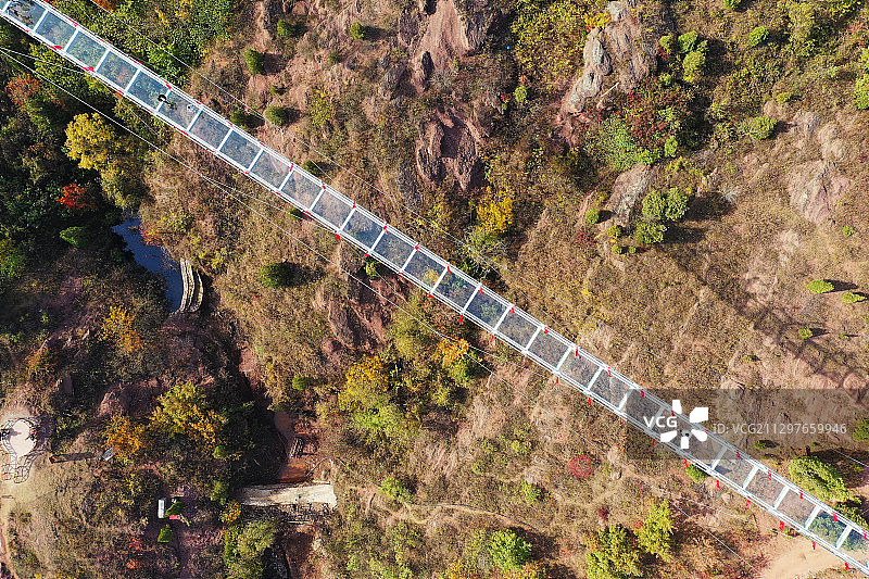 俯瞰玻璃桥+江苏省徐州市新沂市马陵山风景名胜区图片素材