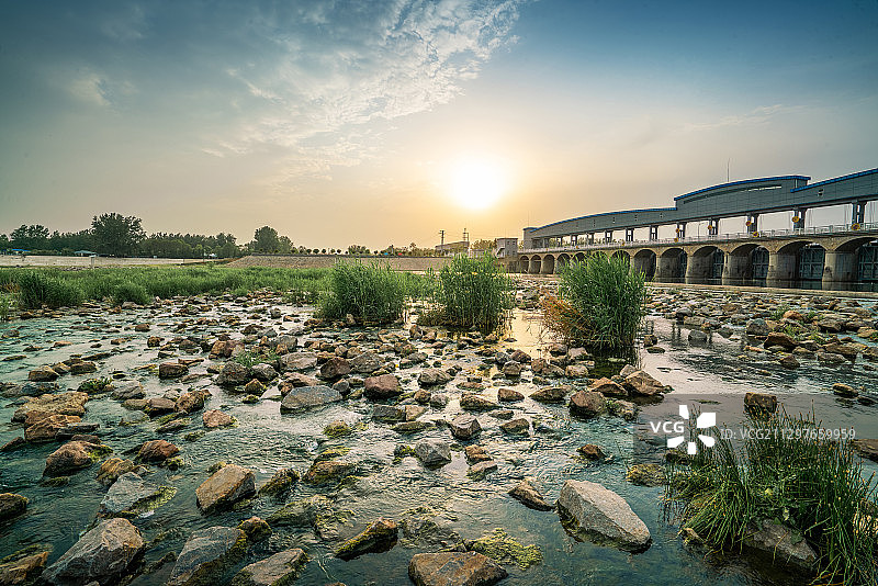 沭河风光+江苏省徐州市新沂市唐店街道图片素材