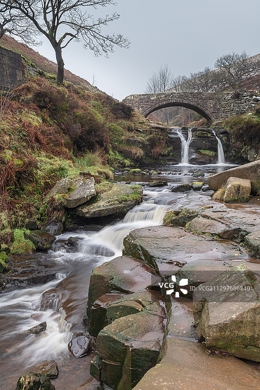 英国巴克斯顿岩石溪流天空风光图片素材