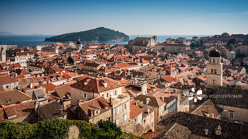 克罗地亚杜布罗夫尼克的城镇景观俯视图图片素材