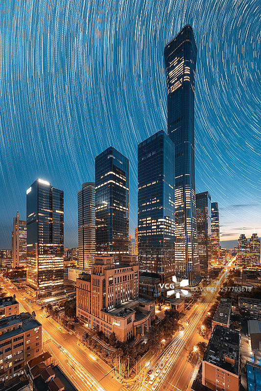北京国贸北京中信大厦星轨图片素材