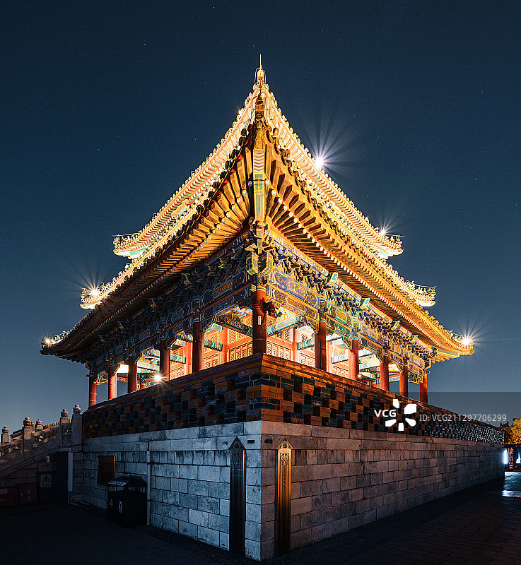 北京故宫景山万春亭夜景图片素材