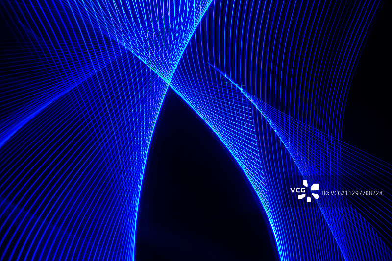 LED光绘多彩立体空间几何图形螺旋创意摄影黑色背景素材图片素材