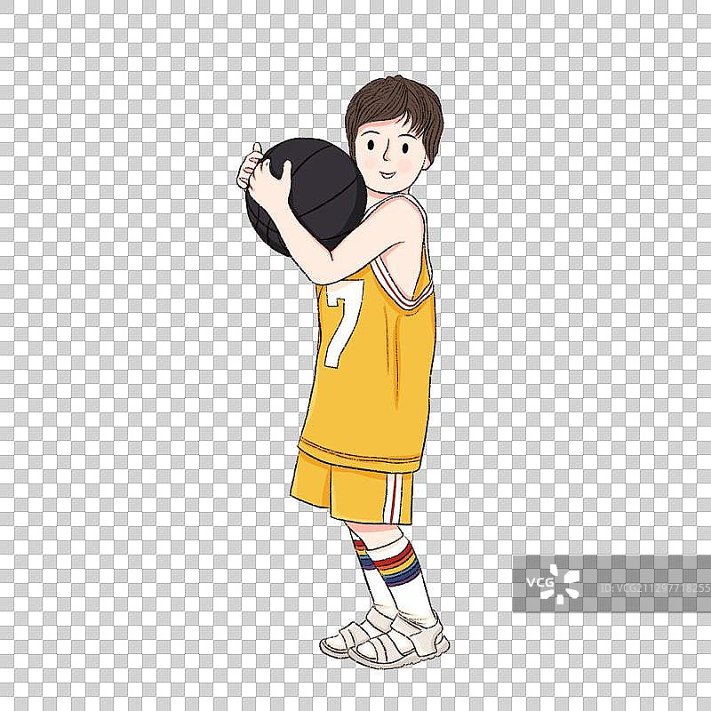 抱篮球男孩图片素材