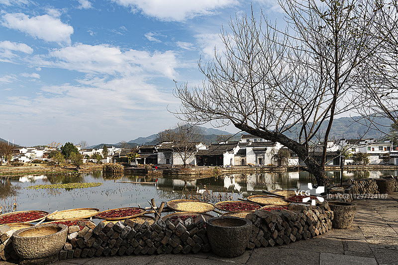 呈坎晒秋图片素材