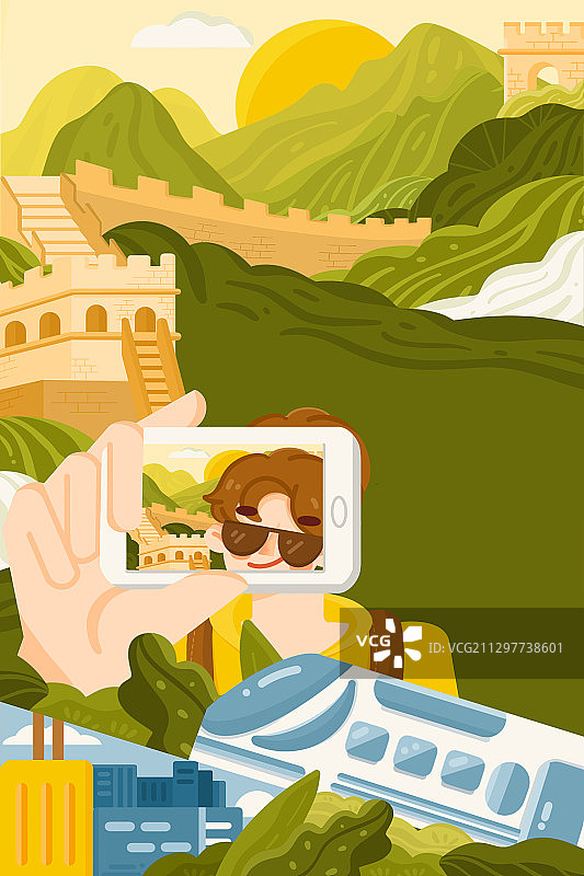 一个人中秋出游图片素材