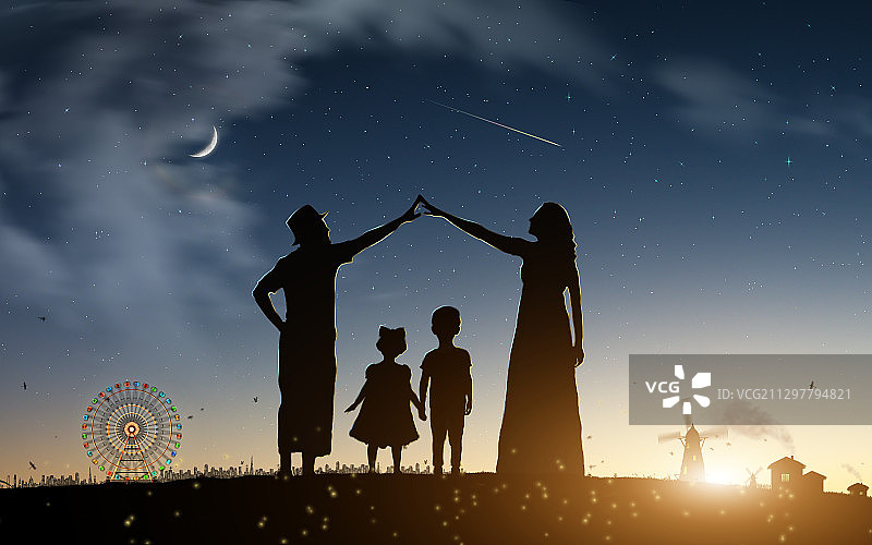 家庭剪影图片素材