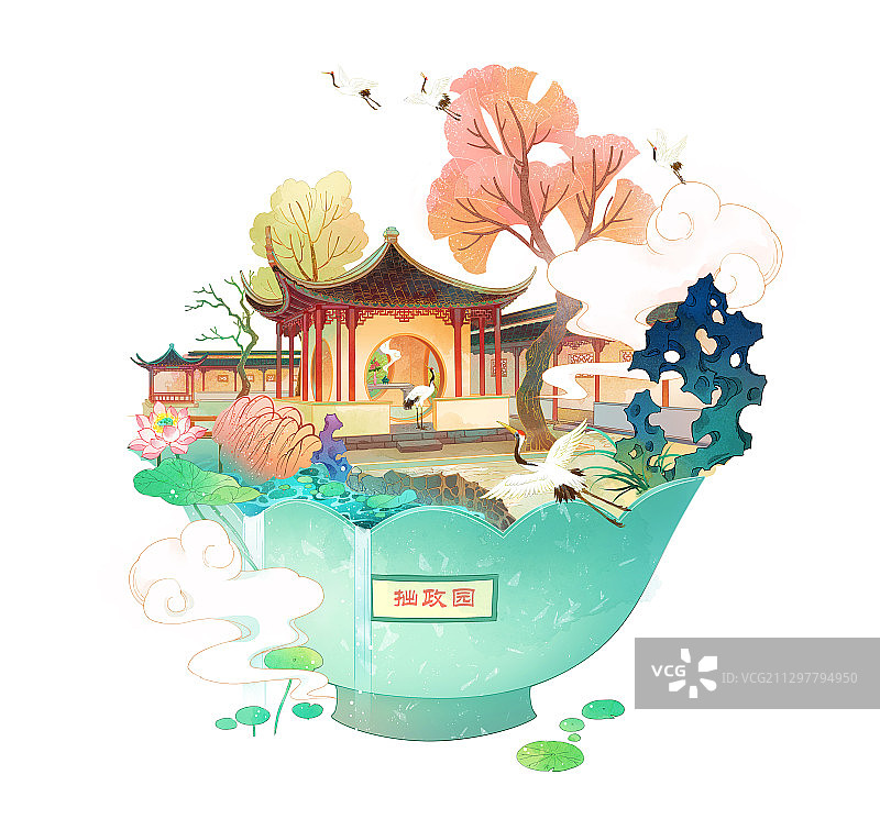 中国建筑国潮插画图片素材