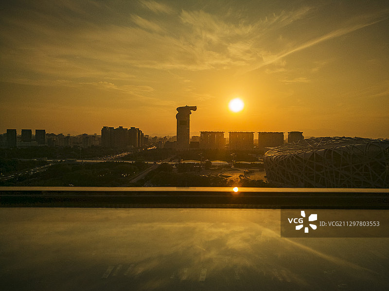 北京奥运场馆黄昏景观图片素材