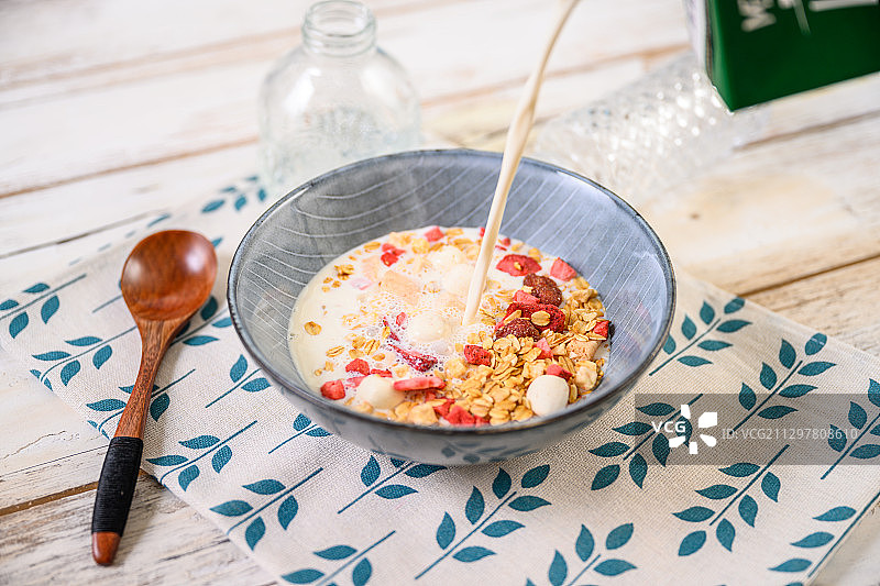 健康早餐牛奶麦片图片素材