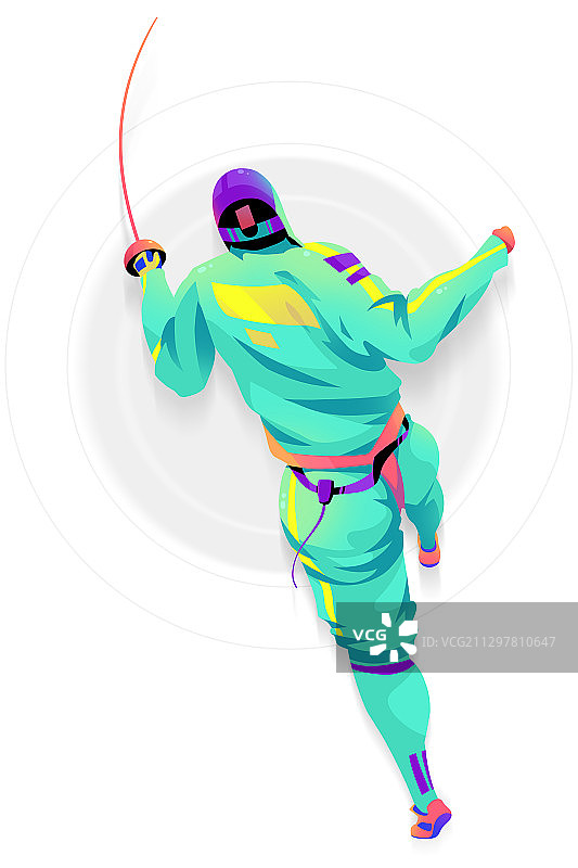 现代击剑进攻姿势的插画图片素材