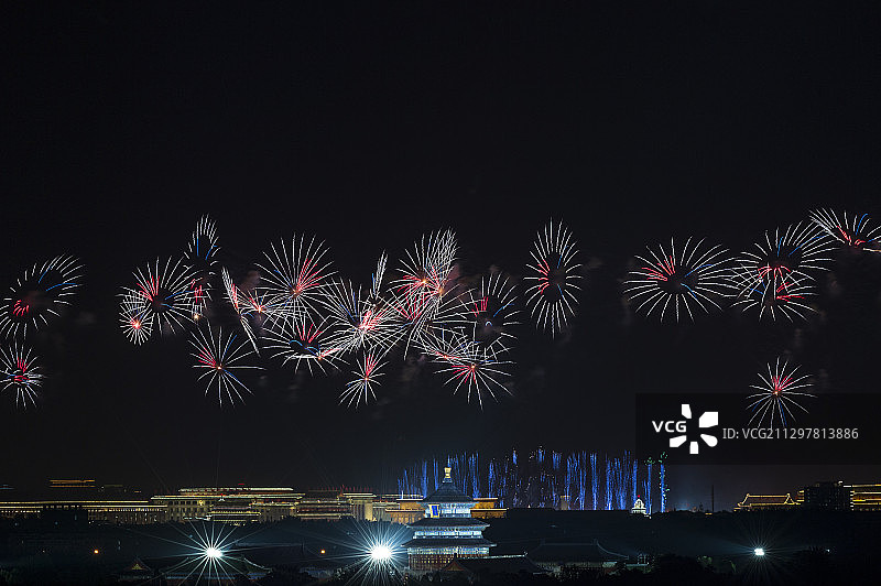中华人民共和国70周年烟花秀图片素材
