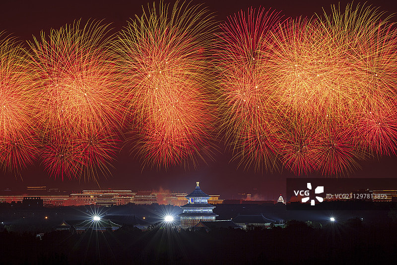 中华人民共和国70周年烟花秀图片素材