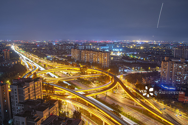 成都市西三环路草金立交桥夜景图片素材