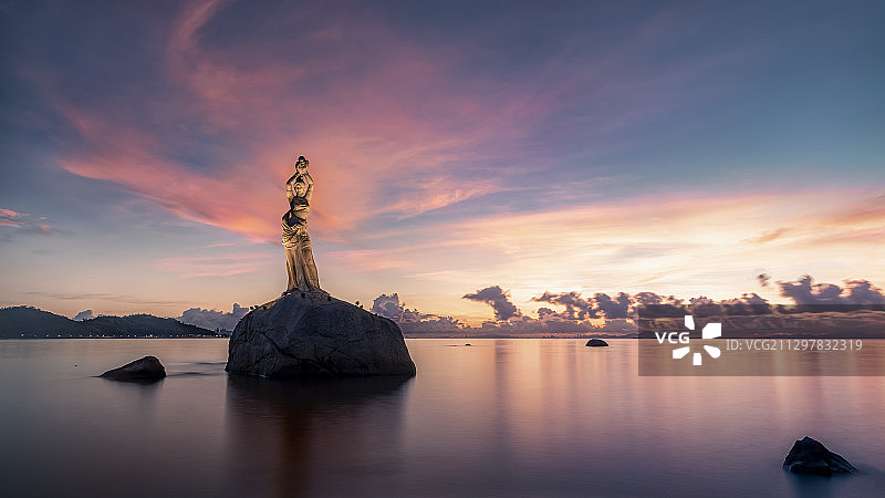 渔女日出图片素材