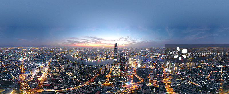 浦东看浦西日落全景图片素材