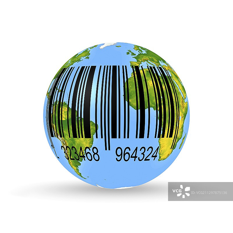 条形码地球概念艺术作品图片素材