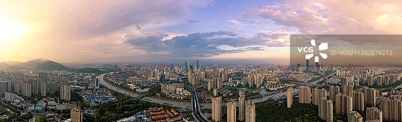 京杭大运河无锡段城市航拍全景图片素材