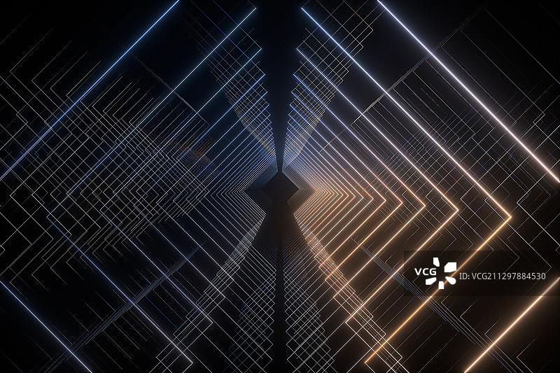3D抽象科技线霓虹灯空间背景图片素材
