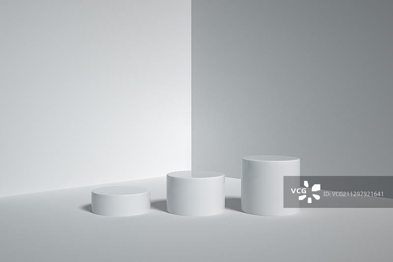 递增的圆柱和简洁室内空间图片素材