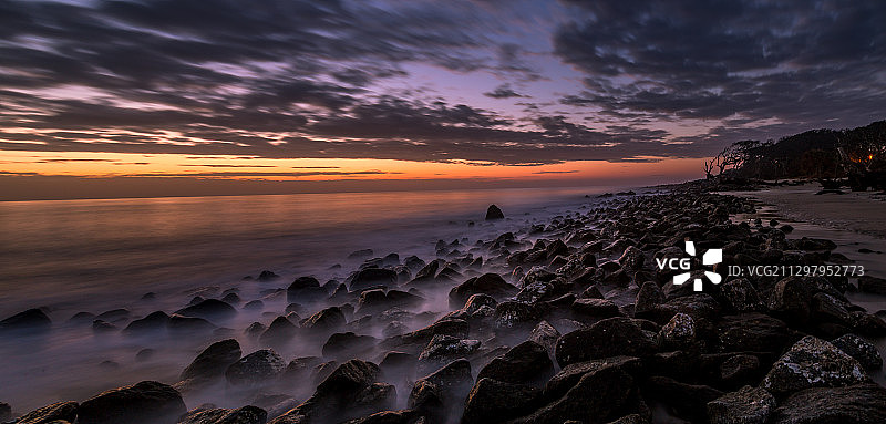 美国圣西蒙斯岛日落海景图片素材