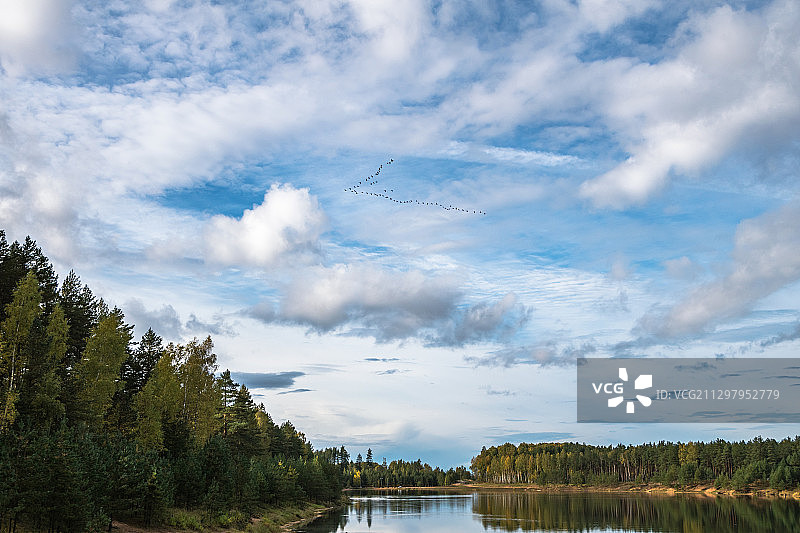 拉脱维亚奥格雷湖光天色美景图片素材