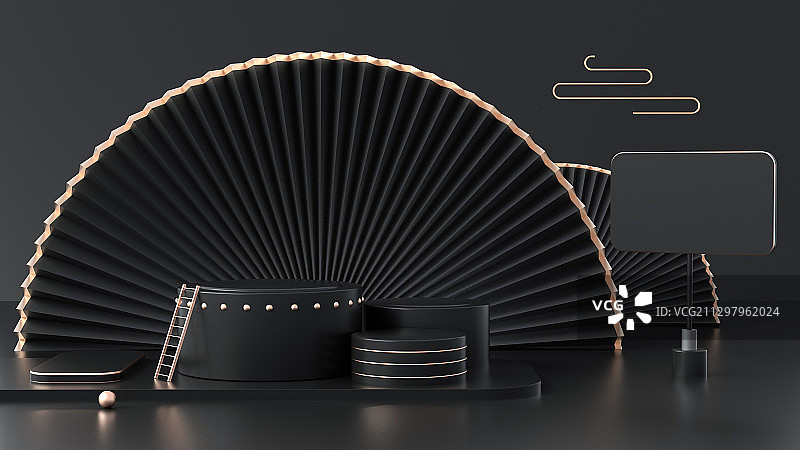 3D中国风产品展示台创意图图片素材